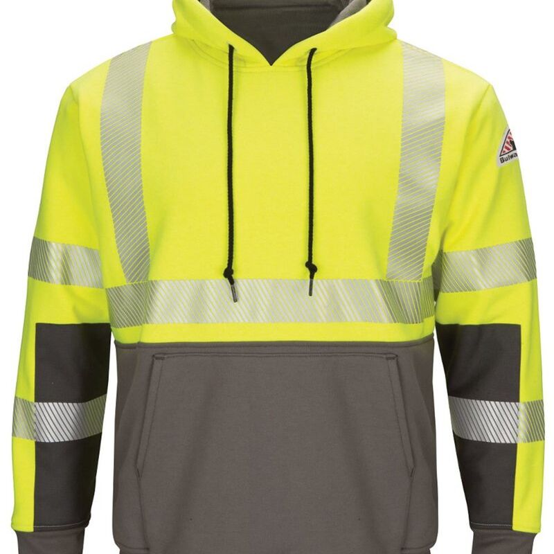 Hi-Visibility Color-Blocked Pullover Hooded Fleece Sweatshirt Thumbnail